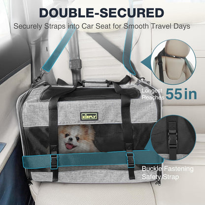 Cat Carrier for 2 Cats/Kitten, Pet Carrier for Cat, Puppy, Small Dog & Bunny, Foldable Soft-Sided