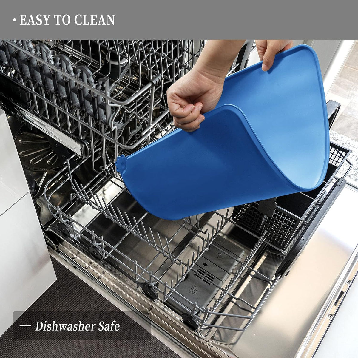 Waterproof Pet Feeding Mat with High Raised Edges, Heavier and Thicker Placemats for Cat Dog Water
