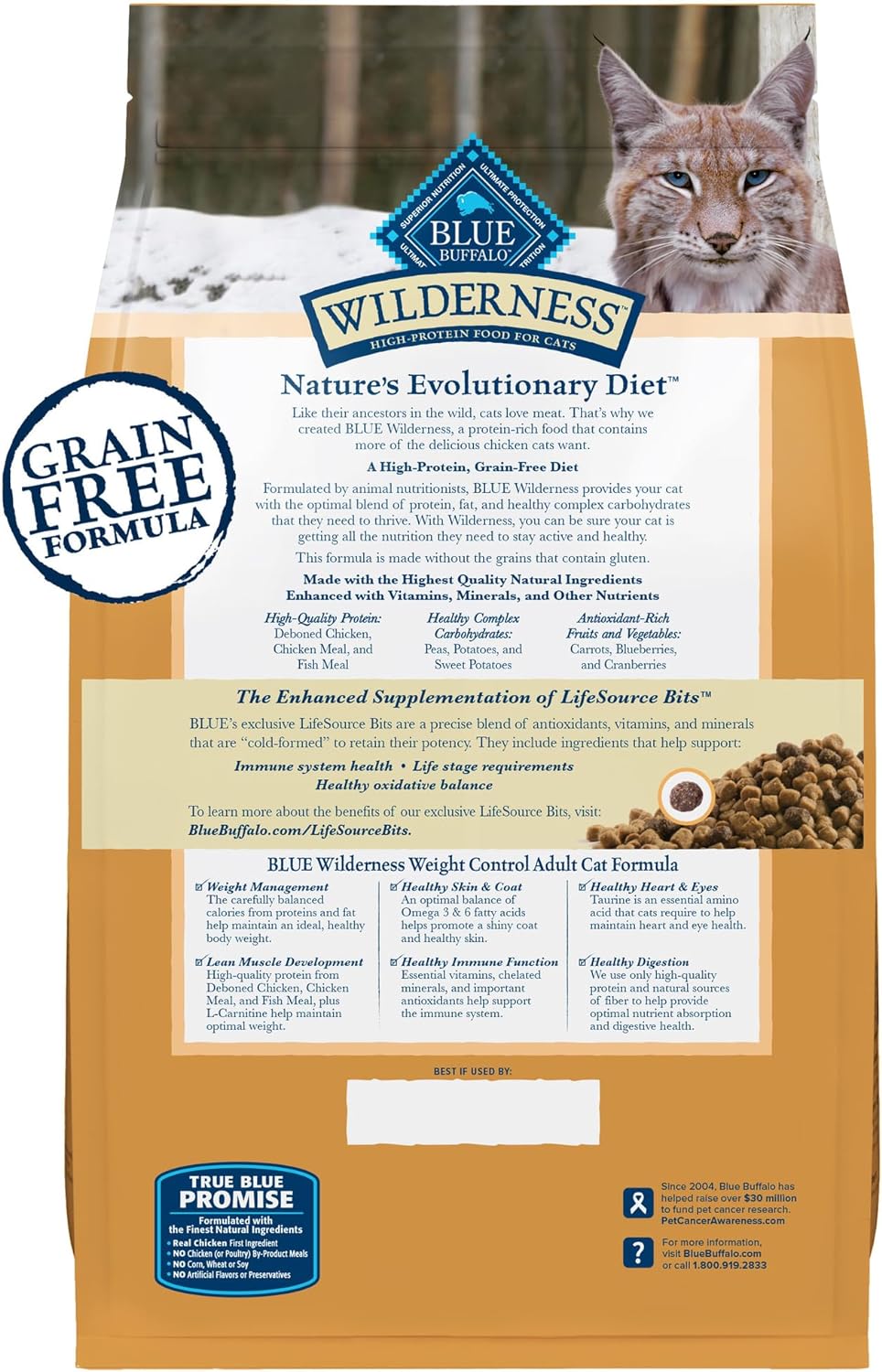 Blue Buffalo Wilderness High-Protein, Grain-Free Natural Dry Food for Adult Cats, Weight Control
