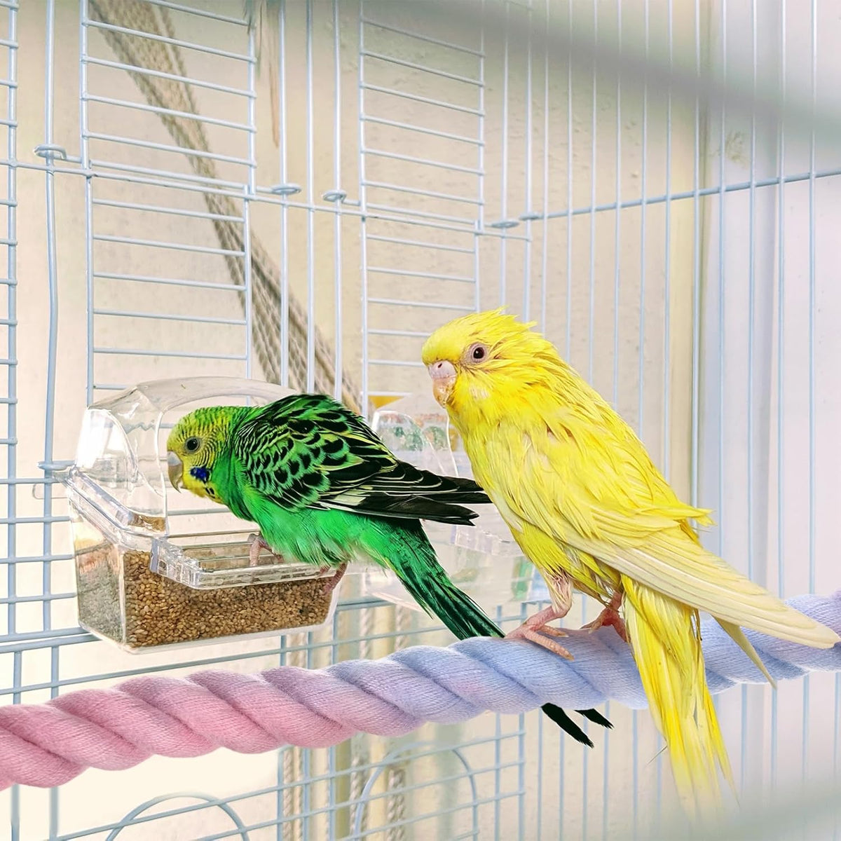2-Pack Rope Perches for Bird Cages, 23.6 in Length Comfort Grip Flexible Rope Perch Beak & Paw