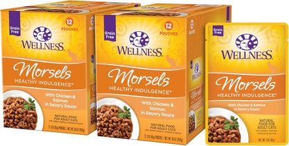 Wellness Healthly Indulgence Morsels Adult Wet Cat Food, Natural, Protein-Rich, Grain Free, 3 Ounce
