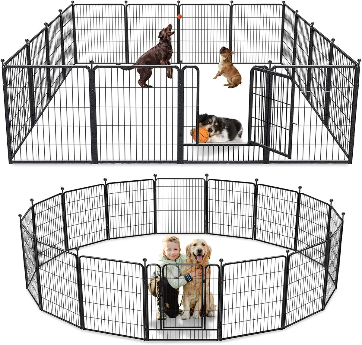 Dog Playpen 32 inch 16 Panels Indoor Outdoor Dog Pen for Medium/Small Dogs Heavy Duty Metal Dog