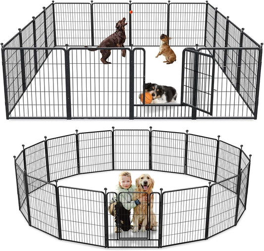 Dog Playpen 32 inch 16 Panels Indoor Outdoor Dog Pen for Medium/Small Dogs Heavy Duty Metal Dog