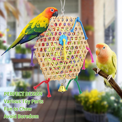 Bird Parrot Toys，2 Pack Bird Hanging Foraging Shredder Toys for Small Medium Small Bird Conure