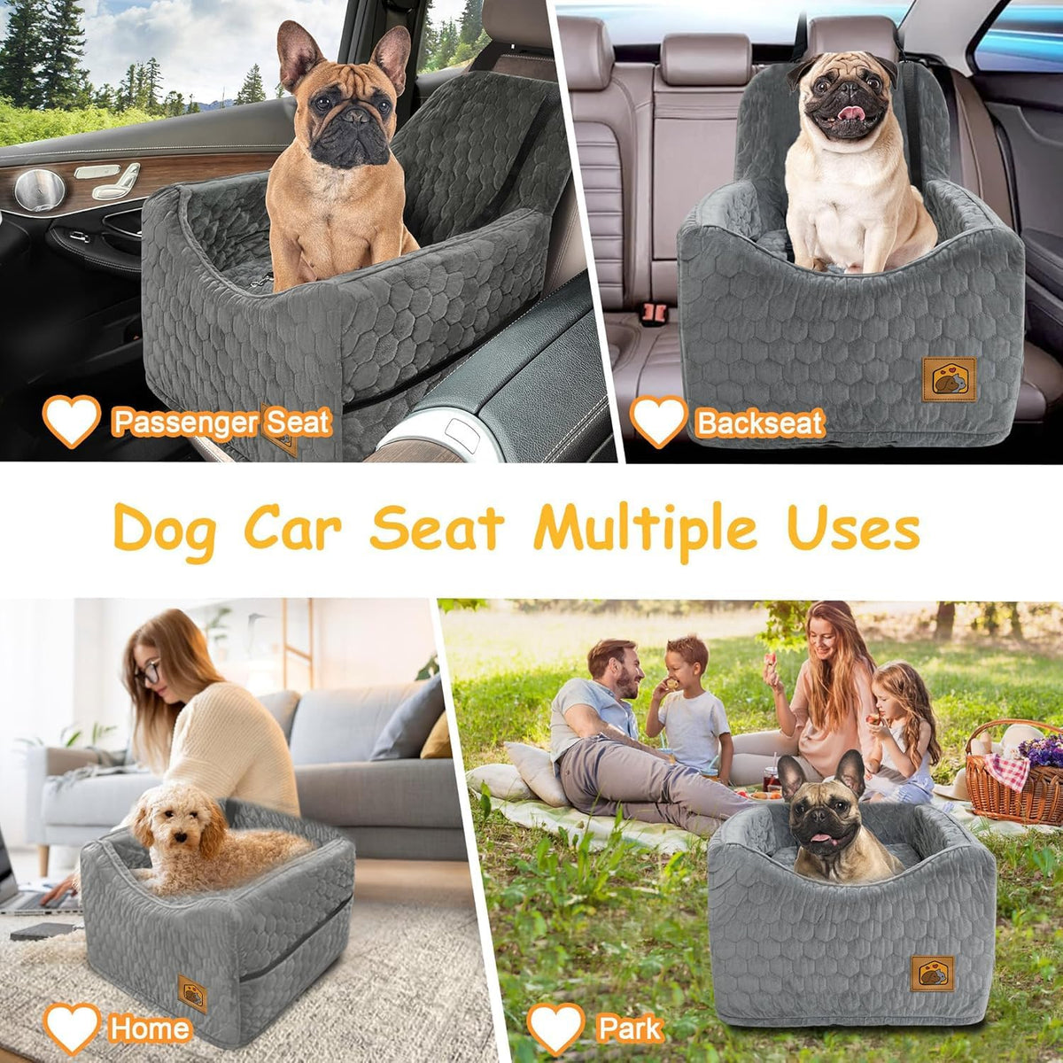 Dog Car Seat for Small/Medium Dogs, Memory Foam Dog Booster Seat, Travel Safety Per Car Seat with