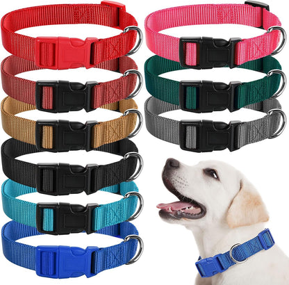 9 Pieces Adjustable Dog Collar for Animal, Soft Nylon Pets Puppy Collar with Quick Release Buckle