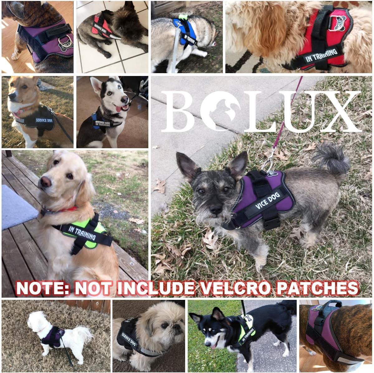 Bolux Dog Harness, No-Pull Reflective Dog Vest, Breathable Adjustable Pet Harness with Handle for