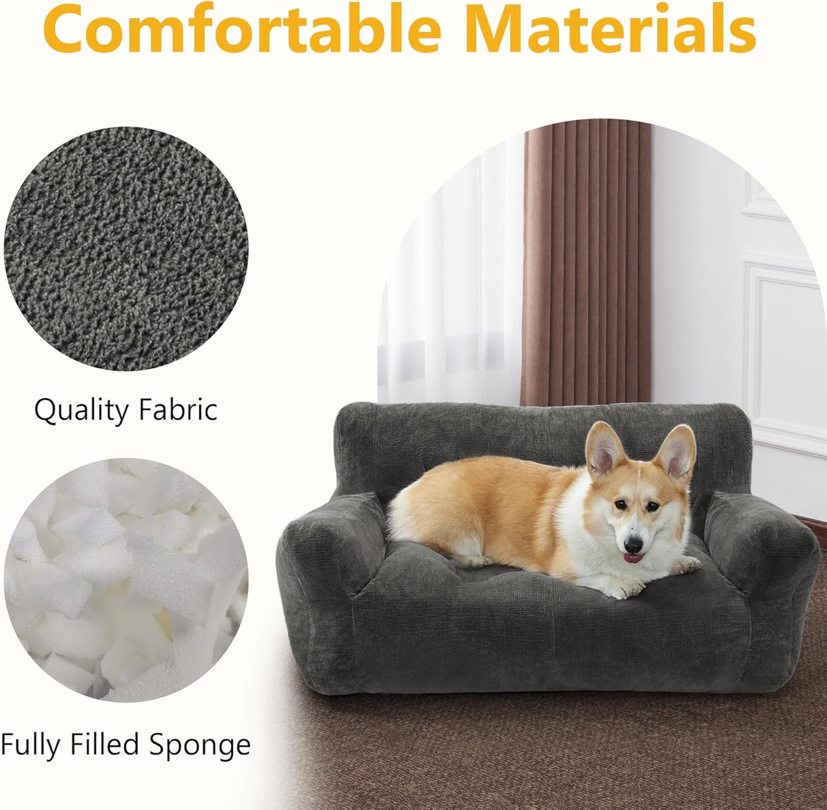 Lovupet Dog Couch for Small Medium Breed, Dog Sofa Bed Full Filled Sponge, No Assembly Need, PS581