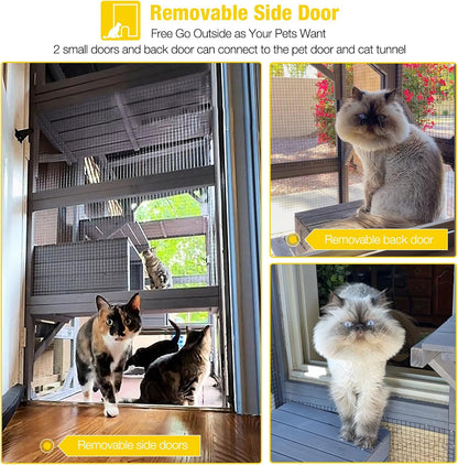 Aivituvin Catio Outdoor Cat Enclosure Large Cat House for Mulitiple Cats Walk in Kitty Cage with