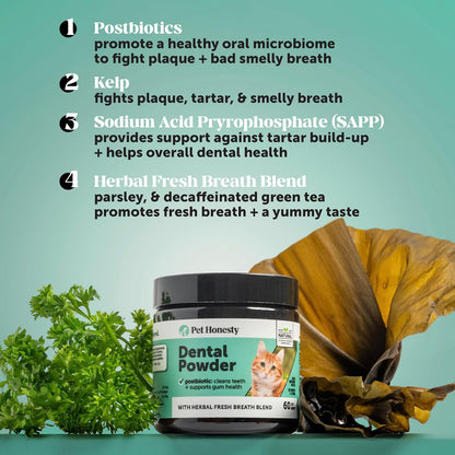 Cat Breath Freshener Dental Powder for Teeth Cleaning Plaque Off, Dental Care for Cats, Tartar