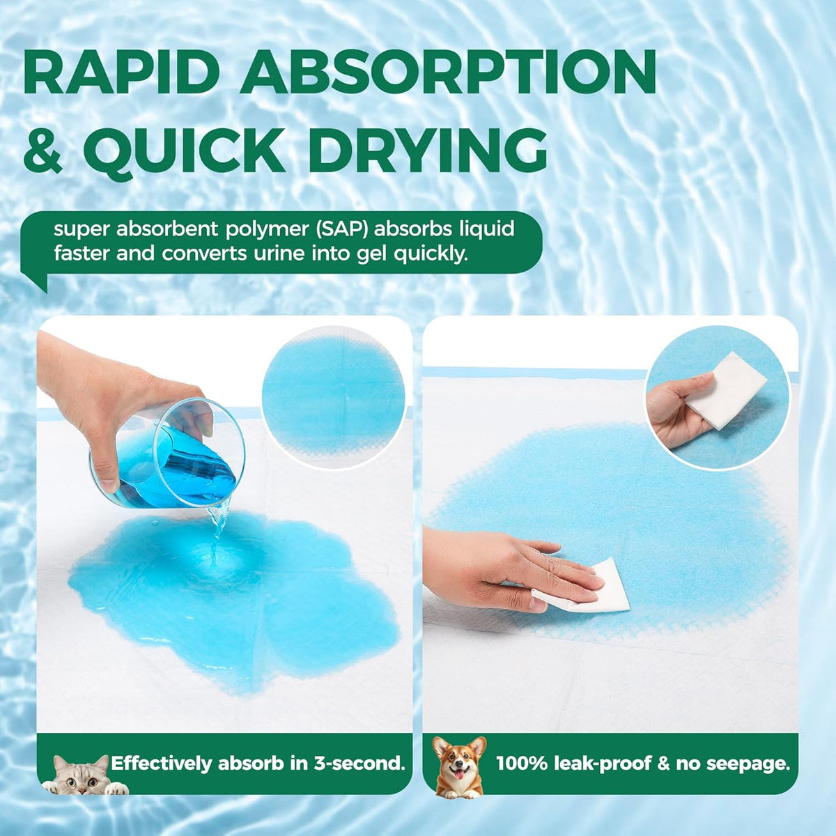 50 Count Dog Pee Pads Extra Large- 28" x 34", Super Absorbent Leak-Proof XL Puppy Pads 50 Pack