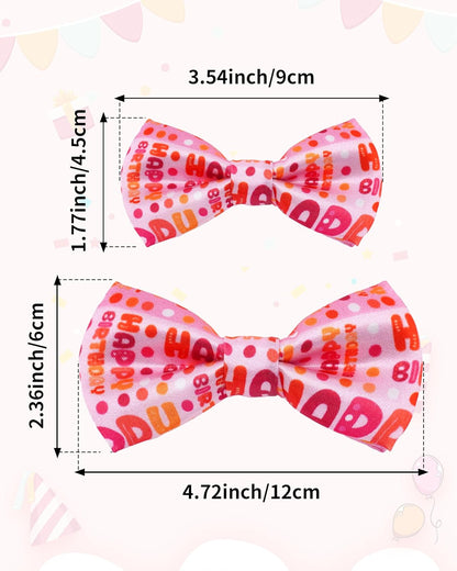 PET SHOW 5 Pack Happy Birthday Big Dog Bow Ties Sliding Collar Attachment Pet Bowties for Medium