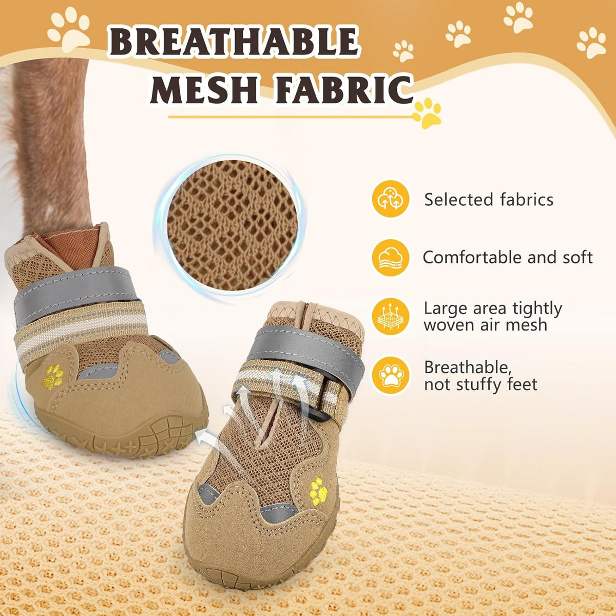 Dog Shoes for Large Medium Small Dog, Mesh Breathable Dog Shoes for Hot Pavement, Anti-Slip Dogs
