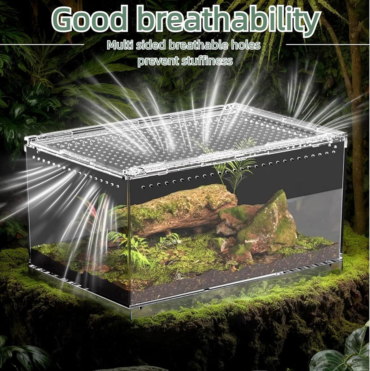 PC Reptile Terrarium, Leopard Gecko Tank, Jumping Spider Enclosure, Lizard Enclosure, Suitable for
