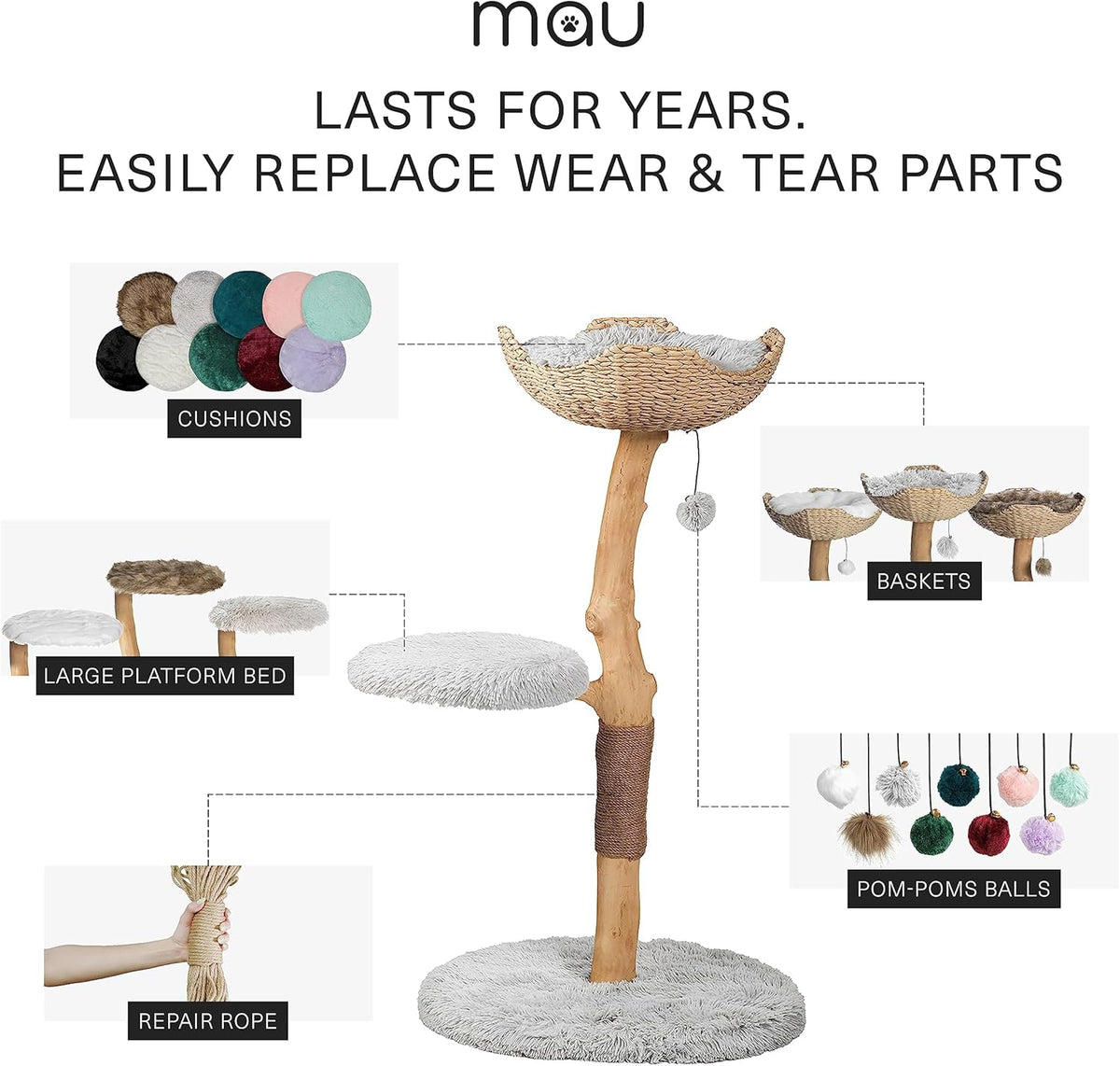 Wooden Cat Tree Tower, Modern Single Branch Cat Condo, Wood Cat Tree, Cat Climbing, Furniture for