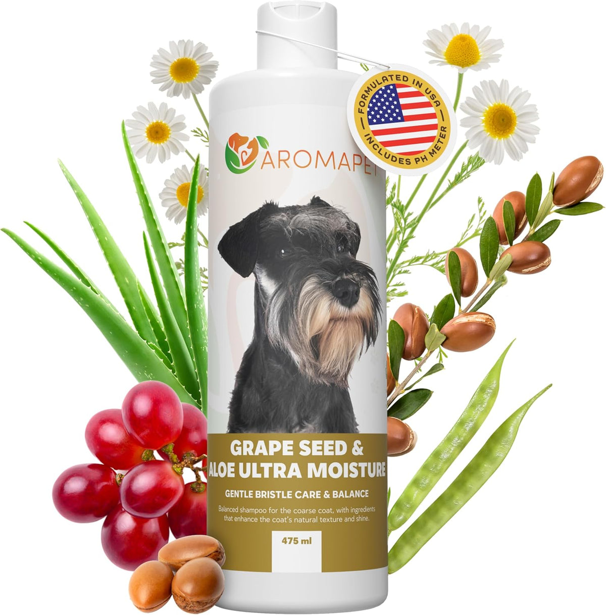 Grape Seed & Aloe Ultra Moisture for Coarse Coats Dog Shampoo - Deodorizing. Great for Schnauzer &