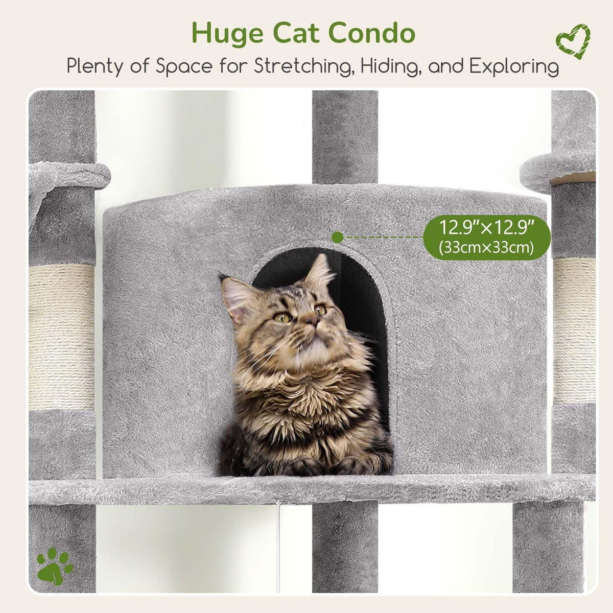 Globlazer Corner Cat Tree Tower for Indoor Cats, 51in Multi-Level Cat Condo Tower with Large