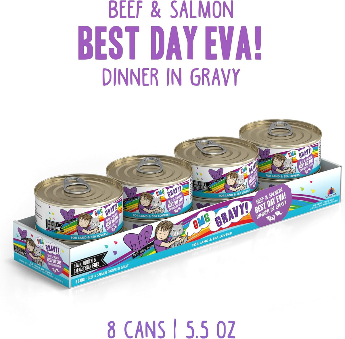 Weruva B.F.F. OMG - Best Feline Friend Oh My Gravy!, Best Day Eva! with Beef & Salmon in Gravy Cat