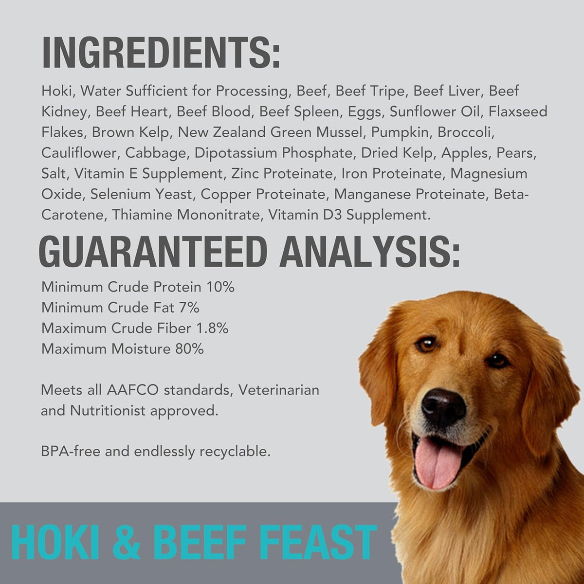 K9 Natural Wet Dog Food Pate, Hoki & Beef Feast, 13 Oz Cans (Pack of 12), Grain Free, Made in New