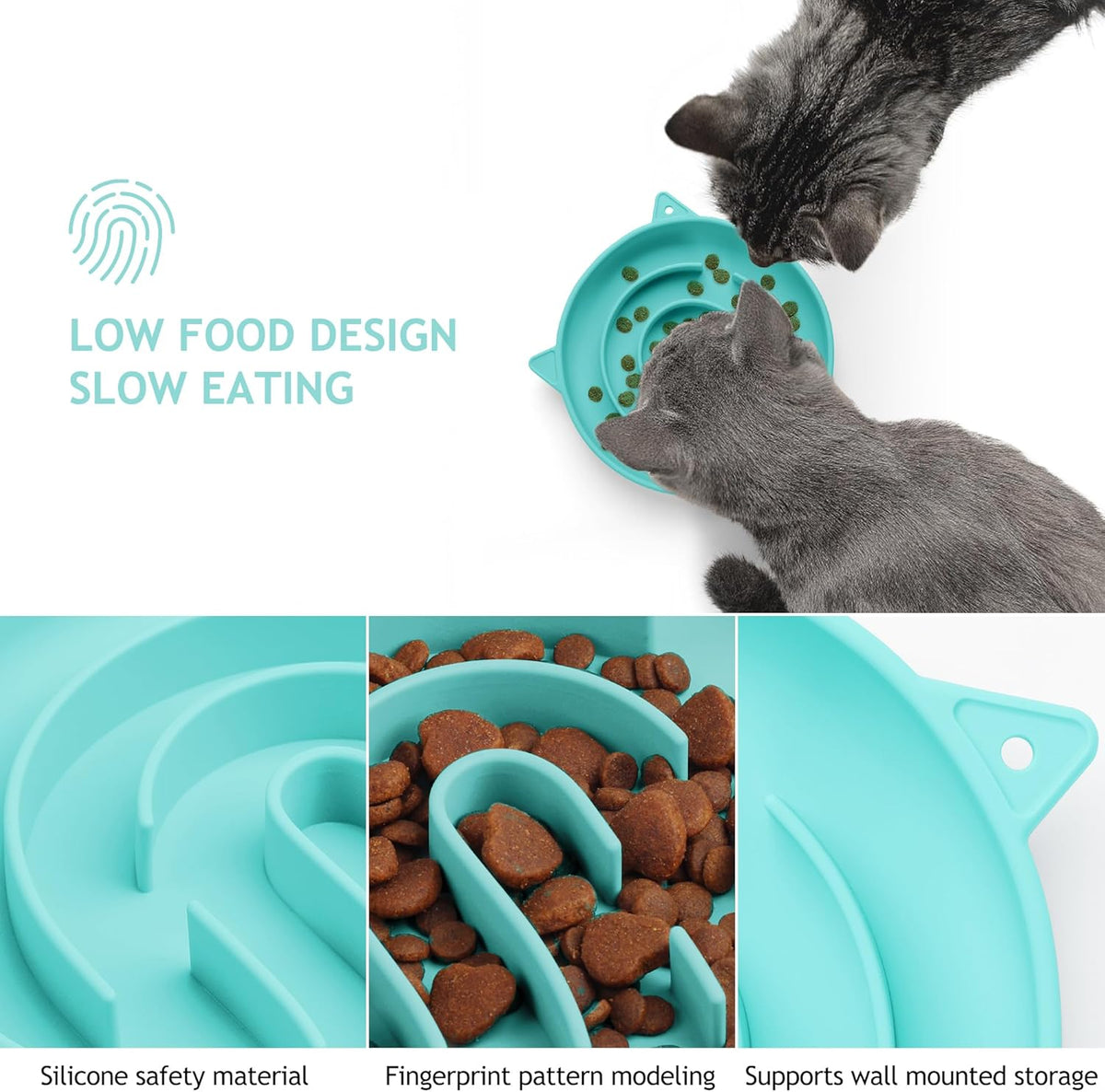 Coomazy Silicone Slow Feeder Dog Cat Bowls, Interactive Puzzle Toy for Pets Dry/Wet Food Training