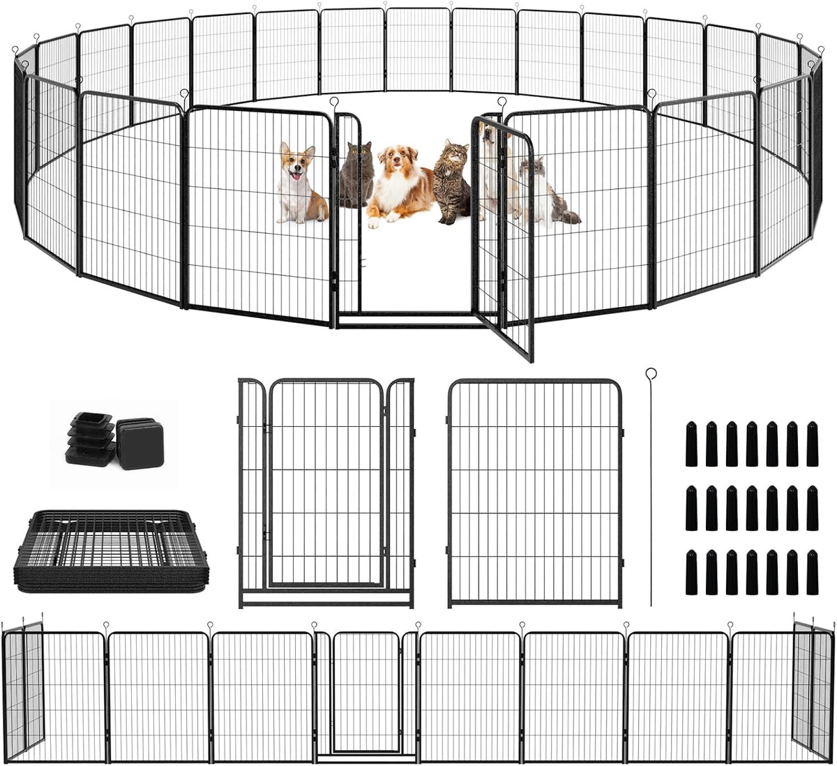 Dog Playpen Outdoor Extra Wide 24 Panels Heavy Duty Dog Fence 40" Height Anti-Rust with Doors