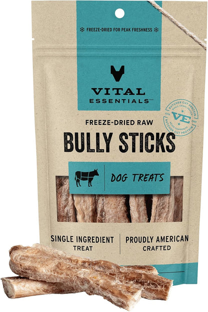Vital Essentials Bully Sticks Dog Treats, 1.4 oz | Freeze-Dried Raw | Single Ingredient | Premium