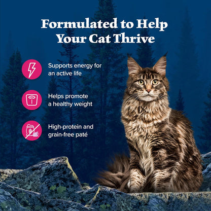 Blue Buffalo Wilderness Natural High-Protein Grain-Free Wet Food for Adult Cats, Salmon Paté, 3-oz.