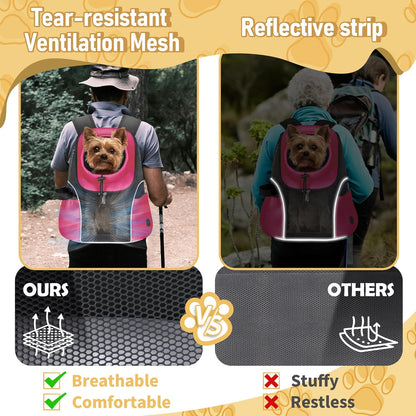 WOYYHO Pet Dog Carrier Backpack Small Dog Front Backpack Ventilated Mesh Dog Travel Back Pack with