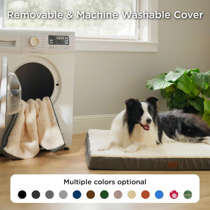 Bedsure Dog Bed Medium Size Dog - Orthopedic Flat Puppy Beds with Removable Washable Cover, Egg
