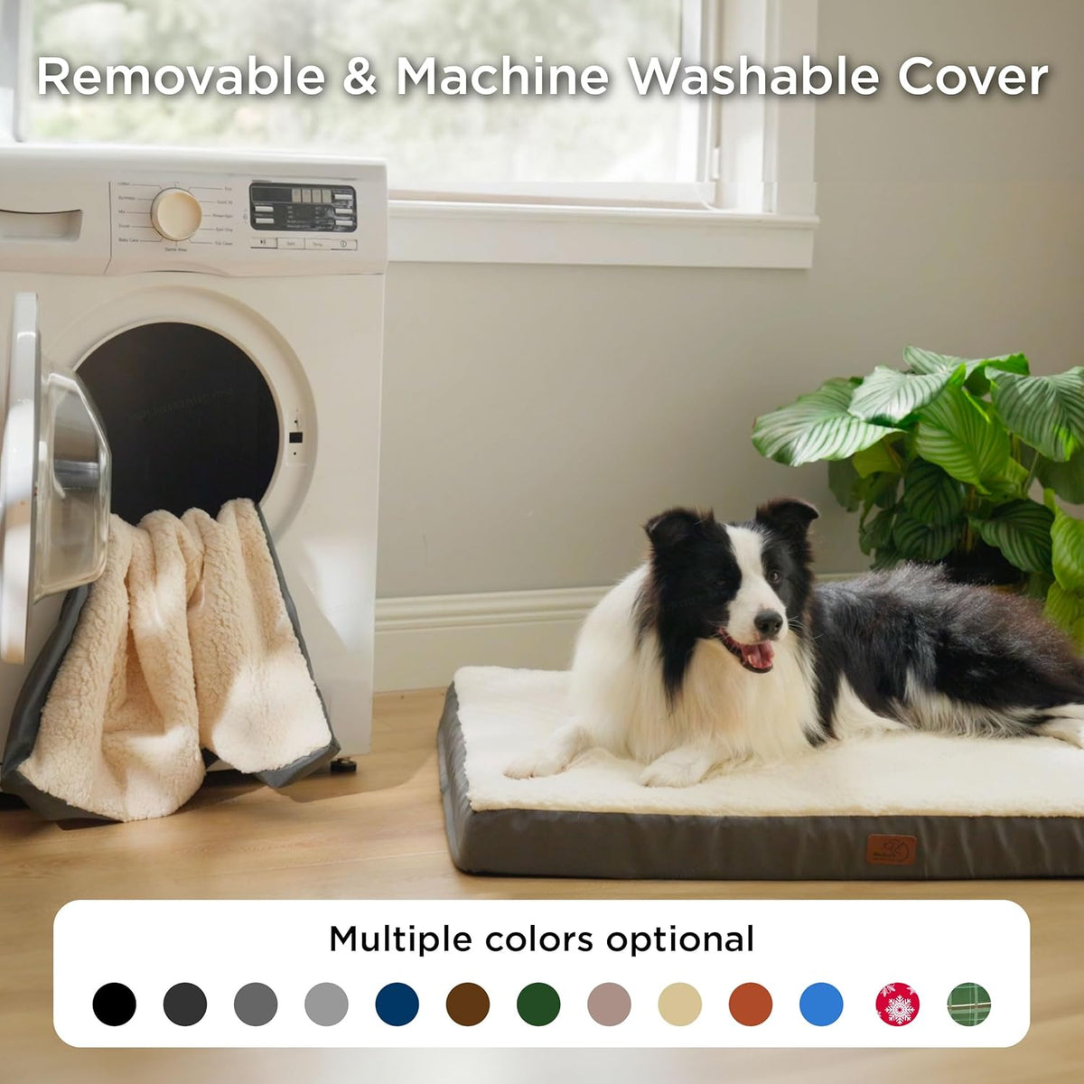 Bedsure Large Dog Bed for Crate - Orthopedic Flat Pet Beds with Removable Washable Cover, Egg Crate