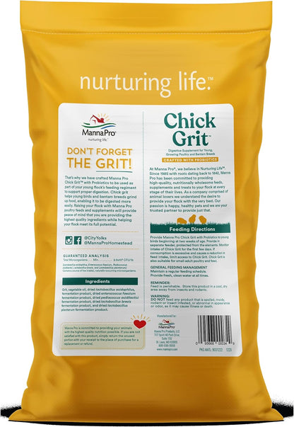 Manna Pro Chick Grit, Digestive Supplement for Young Poultry and Bantam Breed, Probiotics to