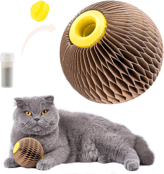 AREIIA Catnip Ball Toy for Cats Catnip Refillable Scratcher Ball Kitty's Faithful Playmate Reduce