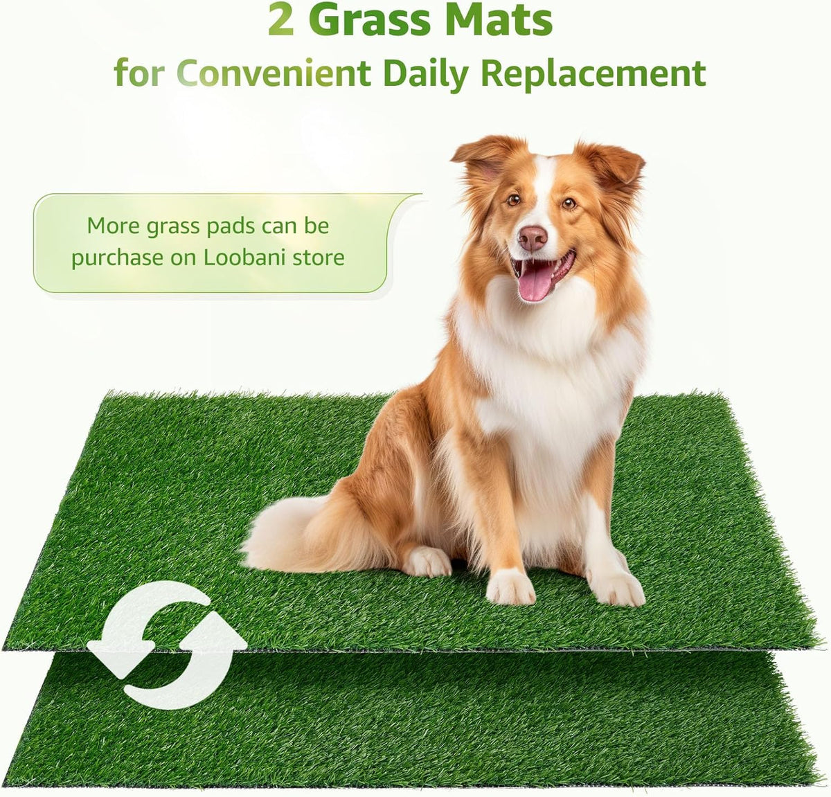 LOOBANI Dog Grass Pad with Tray Large - Dog Litter Box Indoor Potty for Apartment and Patio