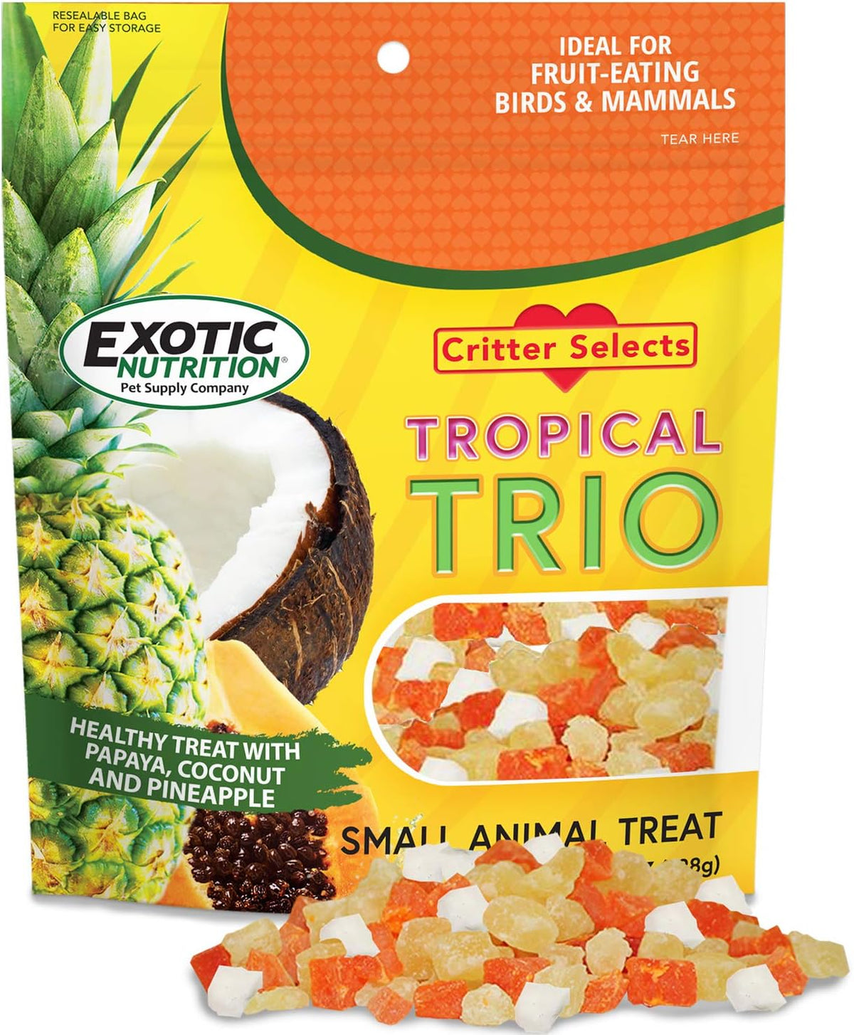 Tropical Trio - Healthy Natural Mixed Dried Fruit Treat - Papaya, Coconut, Pineapple - for Sugar