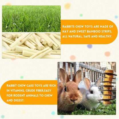 kathson Natural Small Animal Chew Toys for Teeth,4 PCS Rabbit Hanging Chewing Treats with Natural