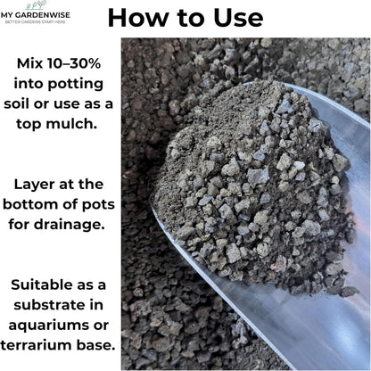 Lava Rocks for Plants (3/8’’ Minus), Natural Black Lava Rocks, Succulent & Terrarium Horticultural
