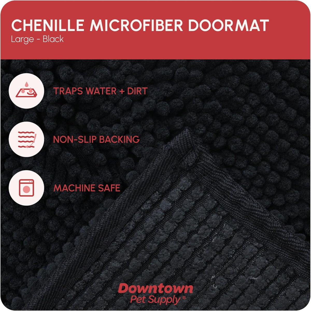 My Doggy Place Microfiber Dog Mat for Muddy Paws, 36" x 26" Black - Absorbent and Quick-Drying Dog