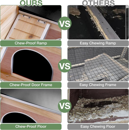 Guinea Pig Cage with Wooden Stand - Hamster Cage, Small Animal Cage Anti Chew Ramp, Hideout