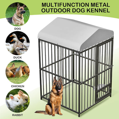 4x4x6 FT Outdoor Dog Kennel,Heavy-Duty Enclosures Outside with UV-Resistant Waterproof Roof Cover