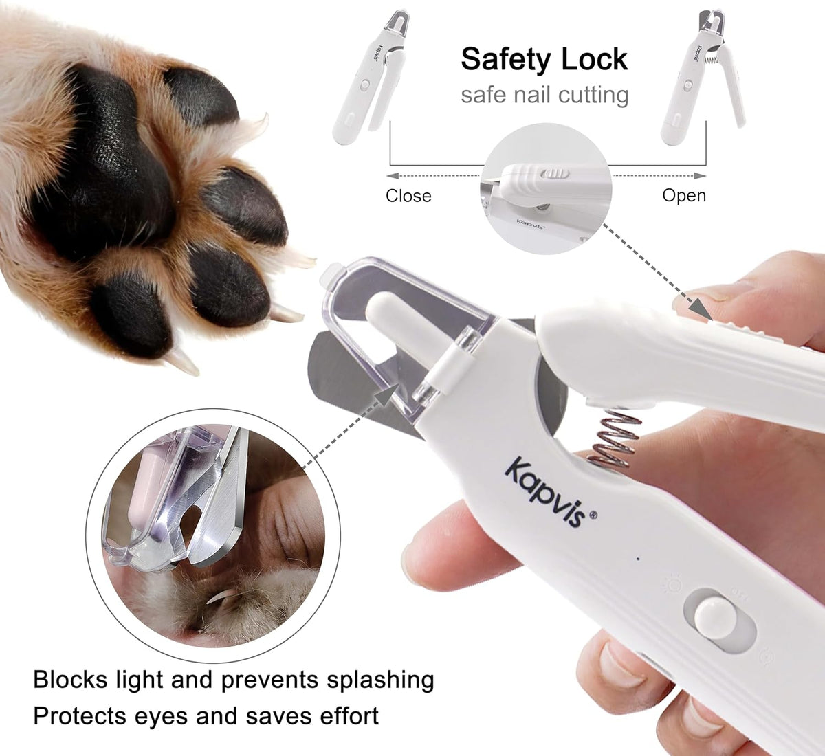 2-in-1 Dog & Cat Nail Clipper and Grinder,LED Lights & Safety Guard for Large Medium Small Dogs