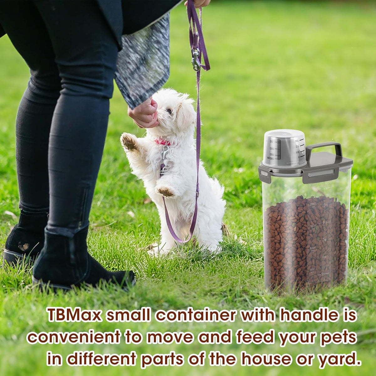 TBMax Small Dog Cat Food Storage Containers 2 Pack, Travel-Friendly Pet Food Container with Spout &