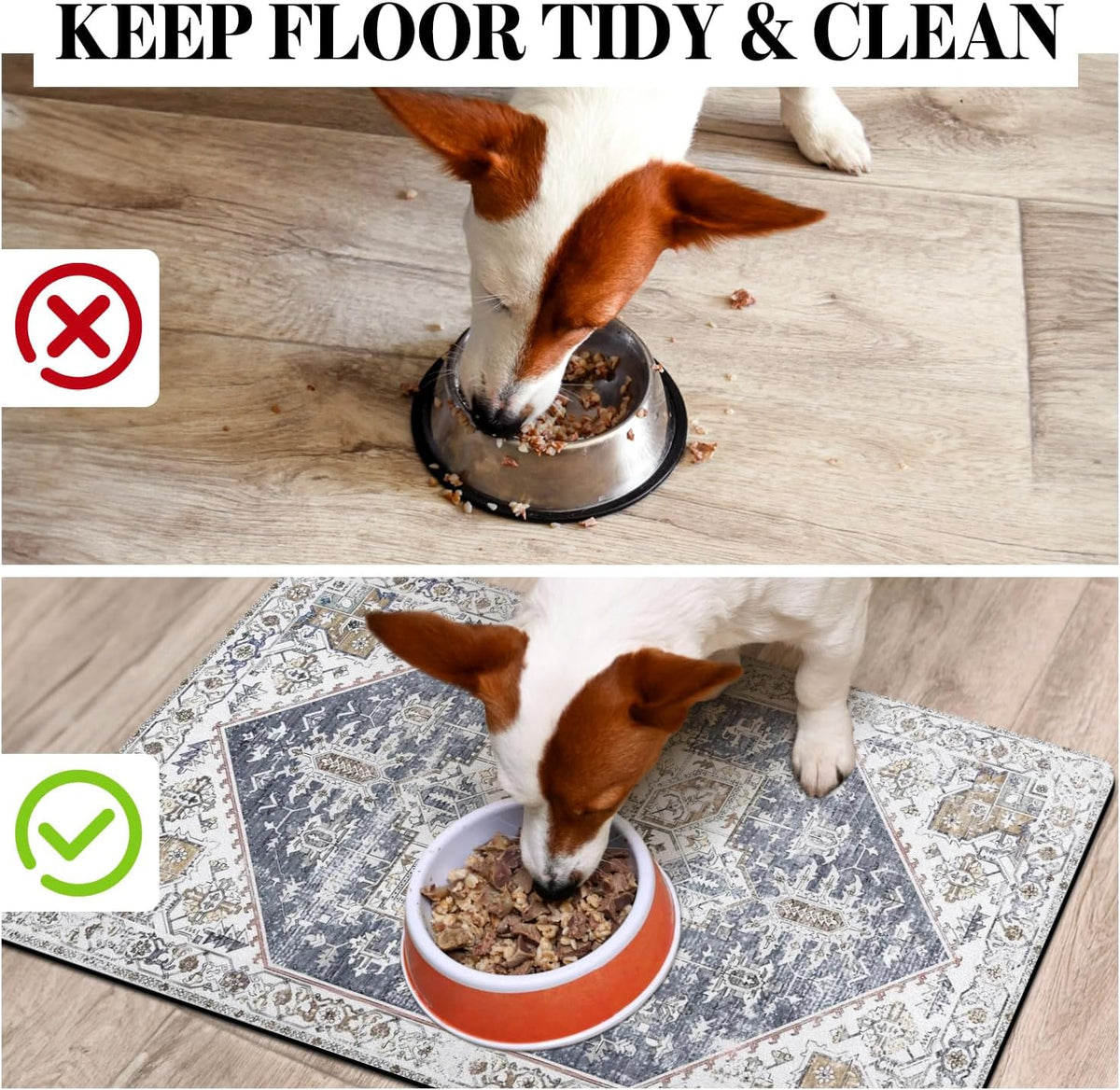 Dog Food Mats for Floors, Absorbent Dog Bowl Mat for Food and Water Dispenser Mat, Quick Dry Cat