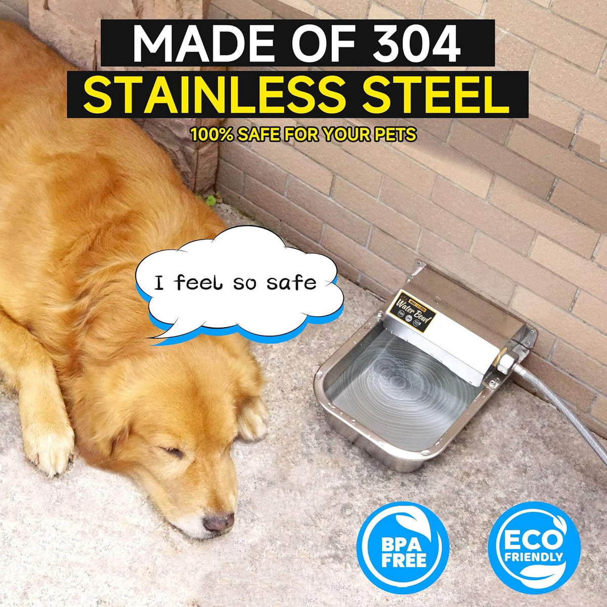 Automatic Water Dispenser for Dogs, 101oz Outdoor Dog Water Bowl, 304 Stainless Steel Water Feeder