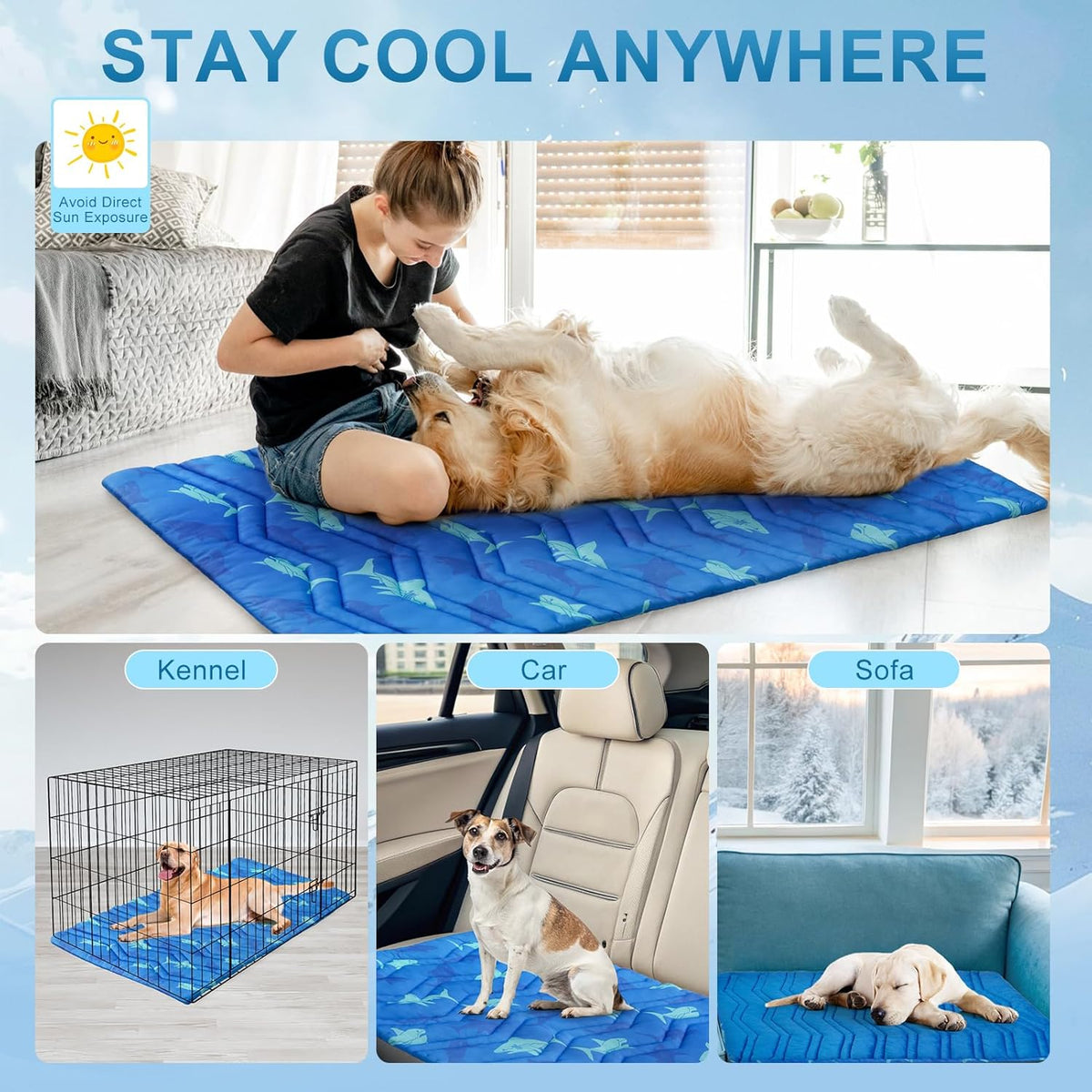 BEAUTYZOO Dog Cooling Mat- Upgraded Thicken Cooling Mat for Large Dogs Reversible(Cool & Warm) Pet