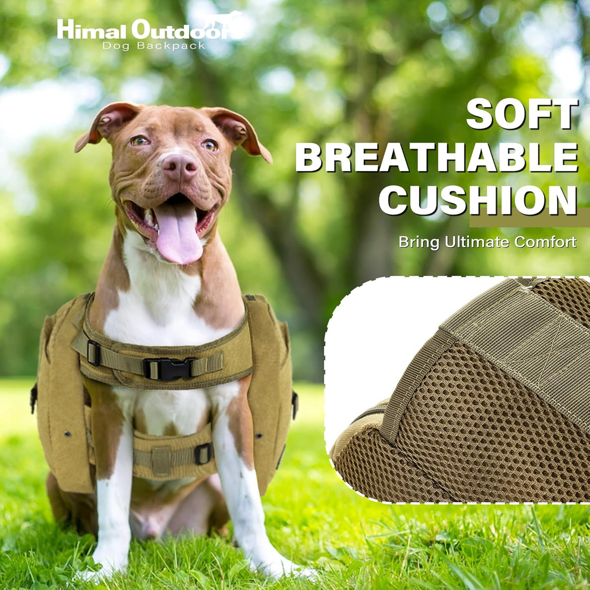 Himal Outdoors Dog Backpack & Saddle Bag, Tactical Hiking Backpack for Large Dogs with Side Pockets