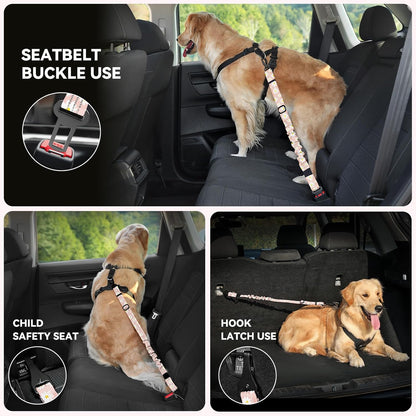 Pawaboo 2Pack Dog Seatbelt for Car, 3-in-1 Dog Car Seat Belt Bungee, Dogs Tether for Cars with