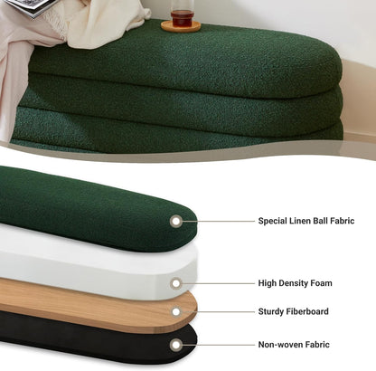 Storage Ottoman Bench 49.2 Inch Upholstered Fabric Storage Bench for Bedroom End of Bed Aesthetic