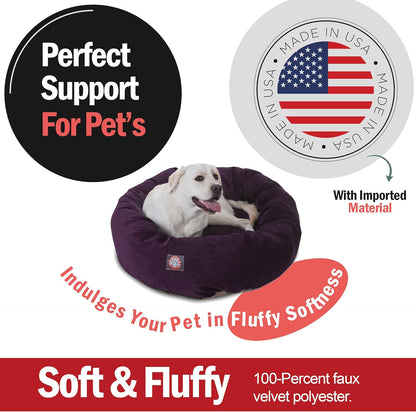Majestic Pet 40 Inch Micro Velvet Calming Dog Bed Washable 40x29x9 (inch) – Cozy Soft Round Donut
