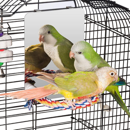 Colorday 7" Bird Mirror with Rope Perch, Bird Swing, Parrot Cage Toys for Parakeet African Grey