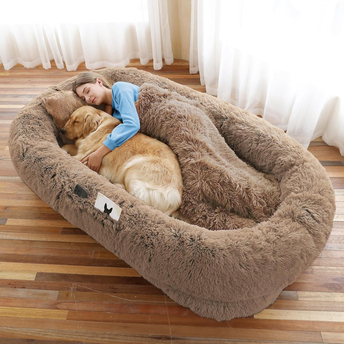 Human Dog Bed, Large Dog Beds for Humans Size Fits You and Pets, Washable Faux Fur Orthopedic Human